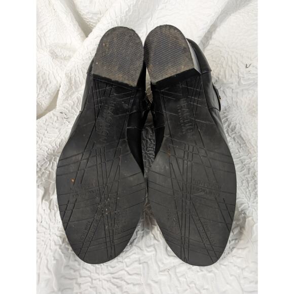 NWOT! KENNETH COLE REACTION! 1 SHOW! BLACK FAUX LEATHER CHUNKY HEELS! SZ 10 - Picture 8 of 9